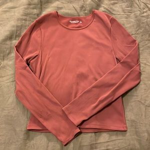 Long Sleeve Ribbed Seamless Rust colored Abercrombie and Fitch top